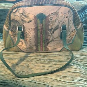 Stylish Green and Cream Shoulder Bag